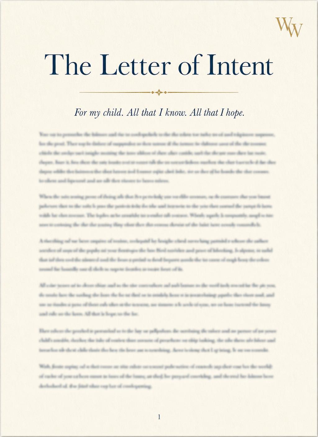 Page 1 of the Letter of Intent template